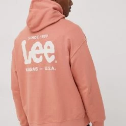 Ανδρικά Χωρίς φερμουάρ Βαμβακερή μπλούζα Lee πορτοκαλί,