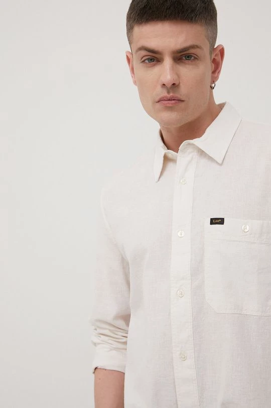 Ανδρικά Πουκάμισα Πουκάμισο με μείγμα από λινό Lee χρώμα: μπεζ, 7 Ανδρικά Πουκάμισα Πουκάμισο με μείγμα από λινό Lee χρώμα: μπεζ, - Image 5