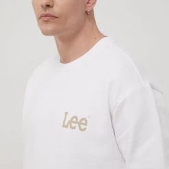 Ανδρικά Χωρίς φερμουάρ Βαμβακερή μπλούζα Lee χρώμα: άσπρο,