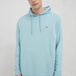 Ανδρικά Χωρίς φερμουάρ Βαμβακερή μπλούζα Lee χρώμα: τιρκουάζ,