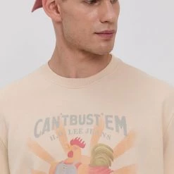 Ανδρικά Χωρίς φερμουάρ Βαμβακερή μπλούζα Lee χρώμα: μπεζ -Lee Κατάστημα unnamed file 1130