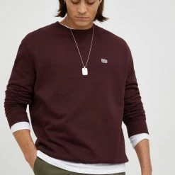 Ανδρικά Χωρίς φερμουάρ Βαμβακερή μπλούζα Lee μαόνι