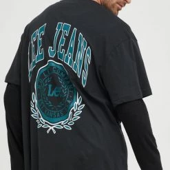 Ανδρικά Μπλουζάκια Βαμβακερό μπλουζάκι Lee μαύρο