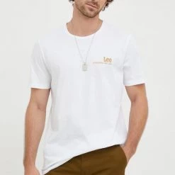 Ανδρικά Μπλουζάκια Βαμβακερό μπλουζάκι Lee άσπρο -Lee Κατάστημα unnamed file 1253
