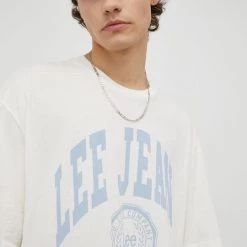 Ανδρικά Μπλουζάκια Βαμβακερό μπλουζάκι Lee μπεζ