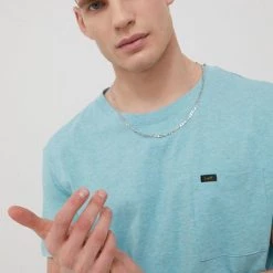 Ανδρικά Μπλουζάκια Βαμβακερό μπλουζάκι Lee τιρκουάζ -Lee Κατάστημα unnamed file 1355