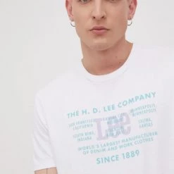 Ανδρικά Μπλουζάκια Βαμβακερό μπλουζάκι Lee άσπρο -Lee Κατάστημα unnamed file 1564