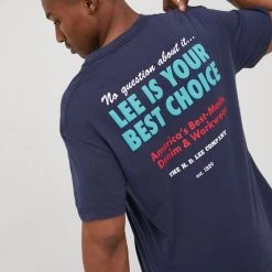 Ανδρικά Μπλουζάκια Βαμβακερό μπλουζάκι Lee ναυτικό μπλε