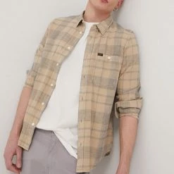 Ανδρικά Πουκάμισα Βαμβακερό πουκάμισο Lee χρώμα: μπεζ, -Lee Κατάστημα unnamed file 1644