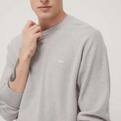 Ανδρικά Χωρίς φερμουάρ Βαμβακερό πουλόβερ Lee χρώμα: γκρι,