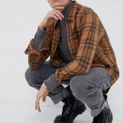 Ανδρικά Πουκάμισα Βαμβακερό πουκάμισο Lee χρώμα: καφέ