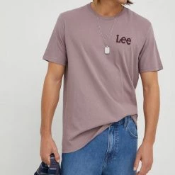 Ανδρικά Μπλουζάκια Βαμβακερό μπλουζάκι Lee ροζ