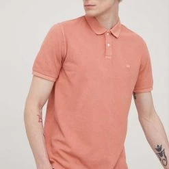 Ανδρικά Πόλο μπλουζάκια Βαμβακερό μπλουζάκι πόλο Lee πορτοκαλί