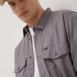 Ανδρικά Πουκάμισα Βαμβακερό πουκάμισο Lee χρώμα: γκρι, -Lee Κατάστημα unnamed file 1854