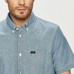Ανδρικά Πουκάμισα Lee - Βαμβακερό πουκάμισο ανοιχτό μπλε