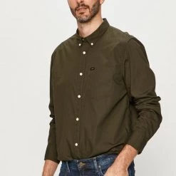 Ανδρικά Πουκάμισα Lee - Βαμβακερό πουκάμισο σκούρο πράσινο