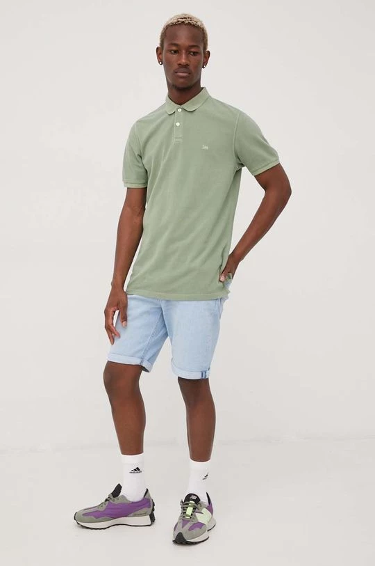 Ανδρικά Πόλο μπλουζάκια Βαμβακερό μπλουζάκι πόλο Lee πράσινο 4 Ανδρικά Πόλο μπλουζάκια Βαμβακερό μπλουζάκι πόλο Lee πράσινο - Image 2