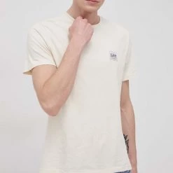 Ανδρικά Μπλουζάκια Βαμβακερό μπλουζάκι Lee κρεμ