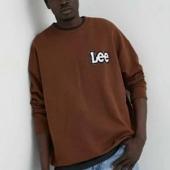Ανδρικά Χωρίς φερμουάρ Βαμβακερή μπλούζα Lee καφέ,