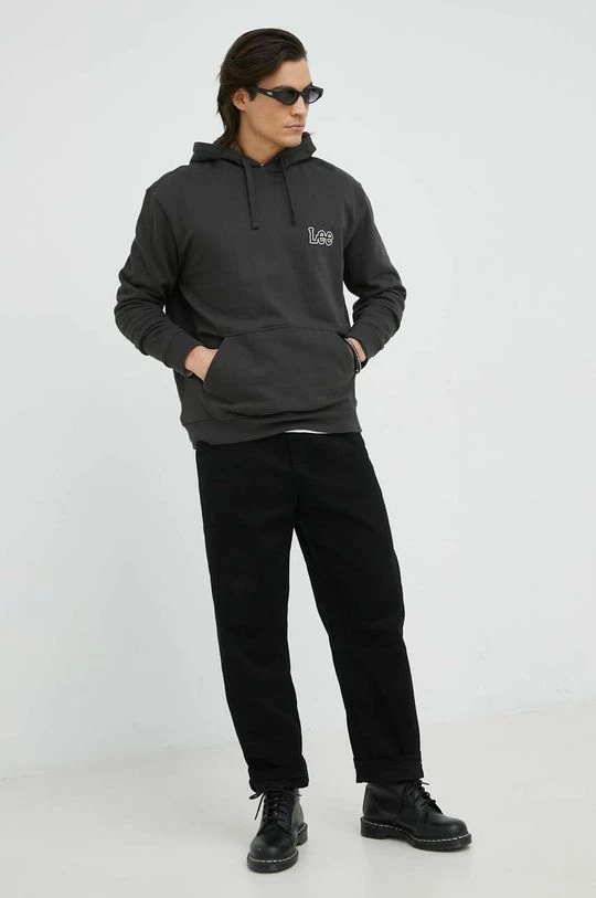 Ανδρικά Χωρίς φερμουάρ Βαμβακερή μπλούζα Lee γκρι, με κουκούλα 4 Ανδρικά Χωρίς φερμουάρ Βαμβακερή μπλούζα Lee γκρι, με κουκούλα - Image 2