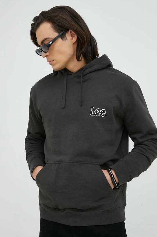 Ανδρικά Χωρίς φερμουάρ Βαμβακερή μπλούζα Lee γκρι, με κουκούλα 5 Ανδρικά Χωρίς φερμουάρ Βαμβακερή μπλούζα Lee γκρι, με κουκούλα - Image 3