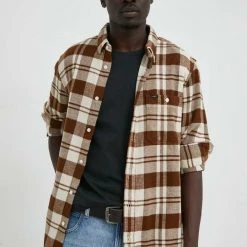 Ανδρικά Πουκάμισα Βαμβακερό πουκάμισο Lee χρώμα: καφέ,