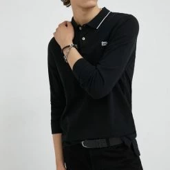 Ανδρικά Μακρυμάνικα Βαμβακερή μπλούζα με μακριά μανίκια Lee μαύρο