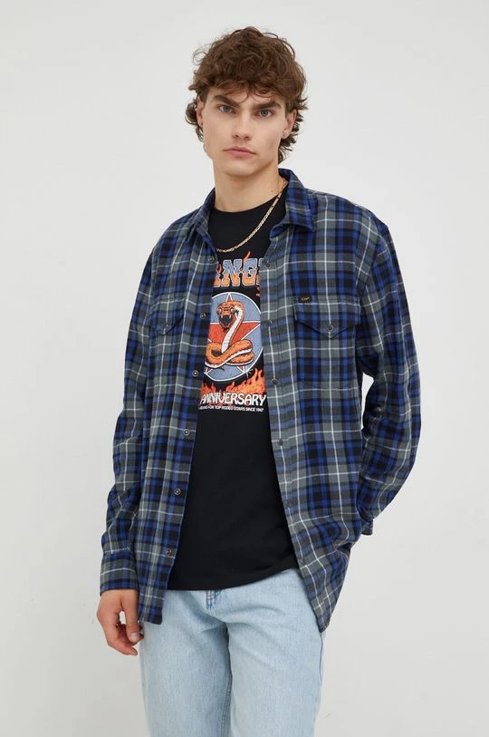 Ανδρικά Πουκάμισα Βαμβακερό πουκάμισο Lee χρώμα: ναυτικό μπλε, 3 Ανδρικά Πουκάμισα Βαμβακερό πουκάμισο Lee χρώμα: ναυτικό μπλε,