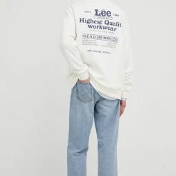 Ανδρικά Χωρίς φερμουάρ Βαμβακερή μπλούζα Lee άσπρο,