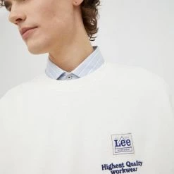 Ανδρικά Χωρίς φερμουάρ Βαμβακερή μπλούζα Lee άσπρο, -Lee Κατάστημα unnamed file 715
