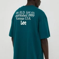 Ανδρικά Μπλουζάκια Βαμβακερό μπλουζάκι Lee πράσινο -Lee Κατάστημα unnamed file 996